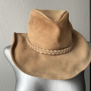 Henschel Hat Co. Tan Suede Cowboy Hat Braided Band Size Large USA Heritage
